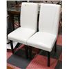 PAIR OF WHITE LEATHERETTE DINING CHAIRS