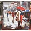 Image 1 : WALKING IN THE RAIN CANVAS PAINTING 40" X 40"