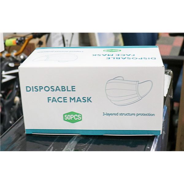 BOX OF 50 DISPOSABLE FACE MASKS