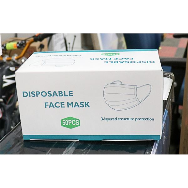 BOX OF 50 DISPOSABLE FACE MASKS