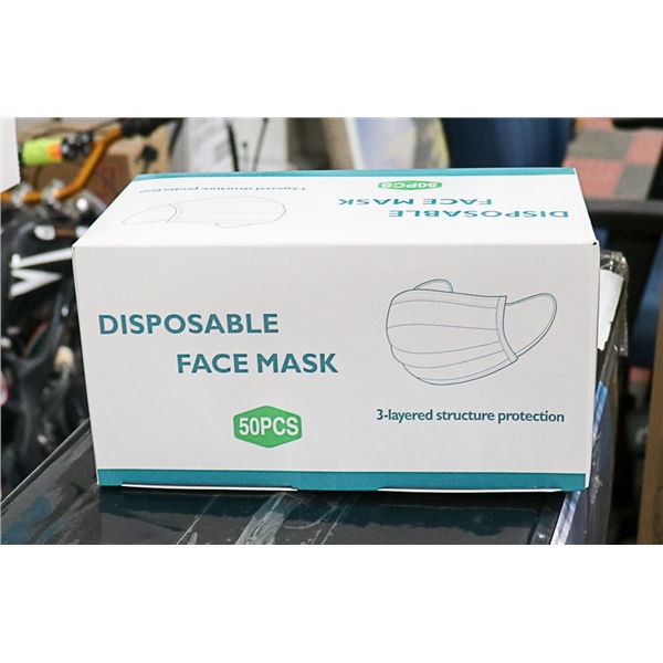 BOX OF 50 DISPOSABLE FACE MASKS