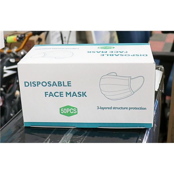 BOX OF 50 DISPOSABLE FACE MASKS