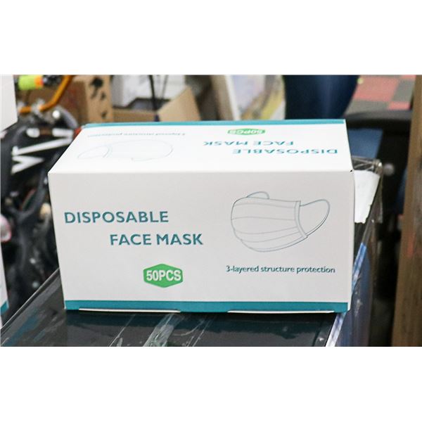 BOX OF 50 DISPOSABLE FACE MASKS