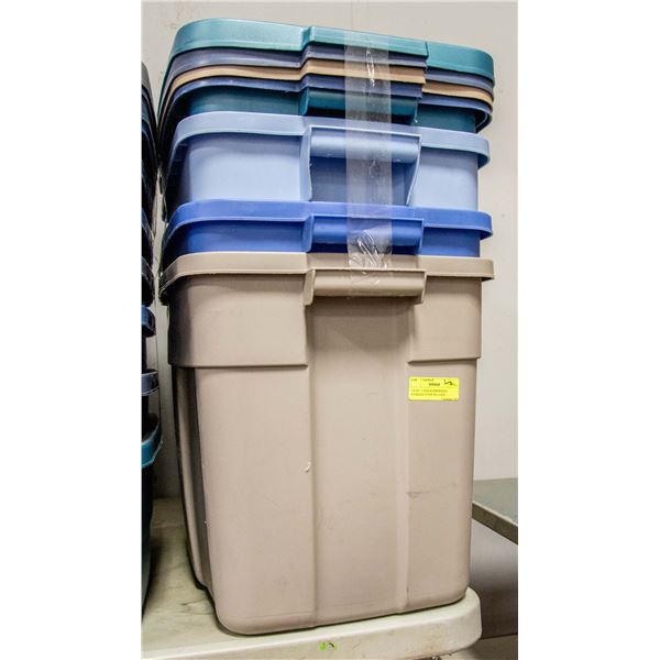 4 X 68.1 LITER RUBBERMAID STORAGE TOTES W/ 4 LIDS