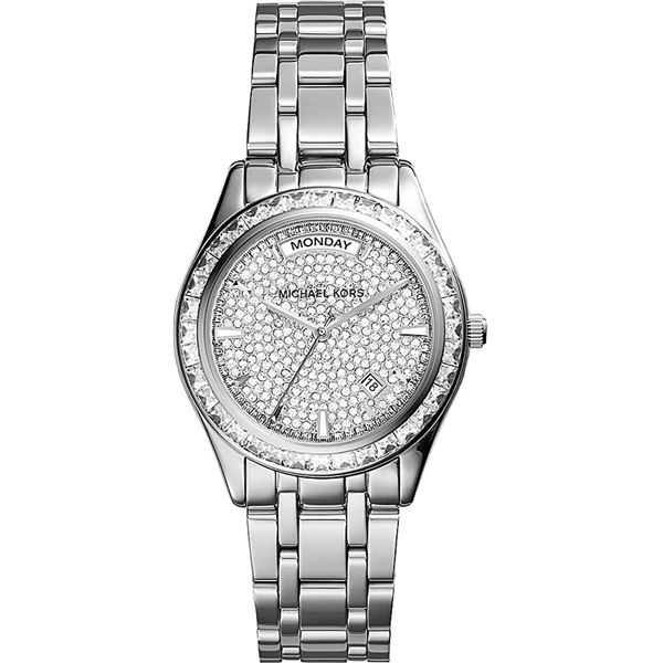 NEW MICHAEL KORS CRYSTAL DIAL DAY/DATE MSRP $475