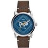 Image 4 : NEW FOSSIL SILVER BEZEL BROWN LEATHER STRAP WATCH