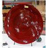 Image 1 : RED WOODEN GONG STYLE DECOR PIECE ON STAND