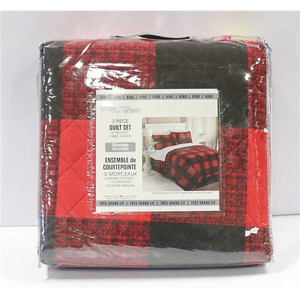 KING 3 PC URBAN COMFORT QUILT SET(REVERSIBLE)