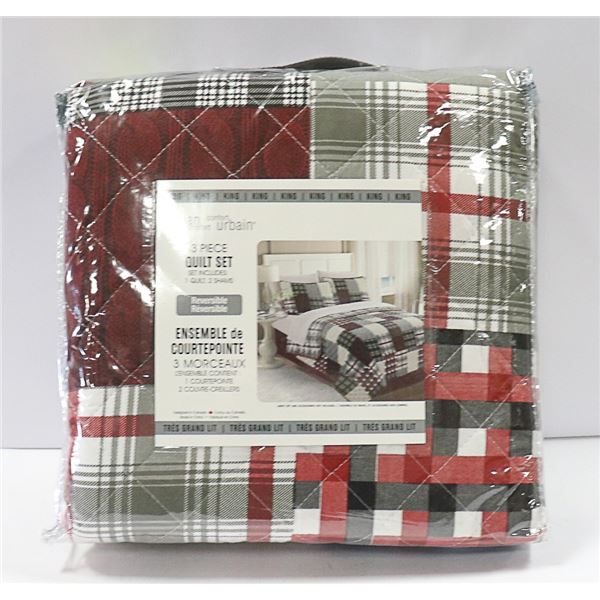 KING 3 PC URBAN COMFORT QUILT SET(REVERSIBLE)