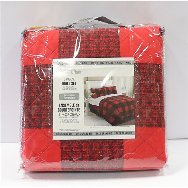 KING 3 PC URBAN COMFORT QUILT SET(REVERSIBLE)