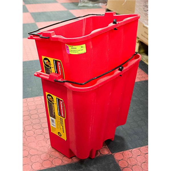 PAIR OF RUBBERMAID 18 QUART DIRTY WATER BUCKETS