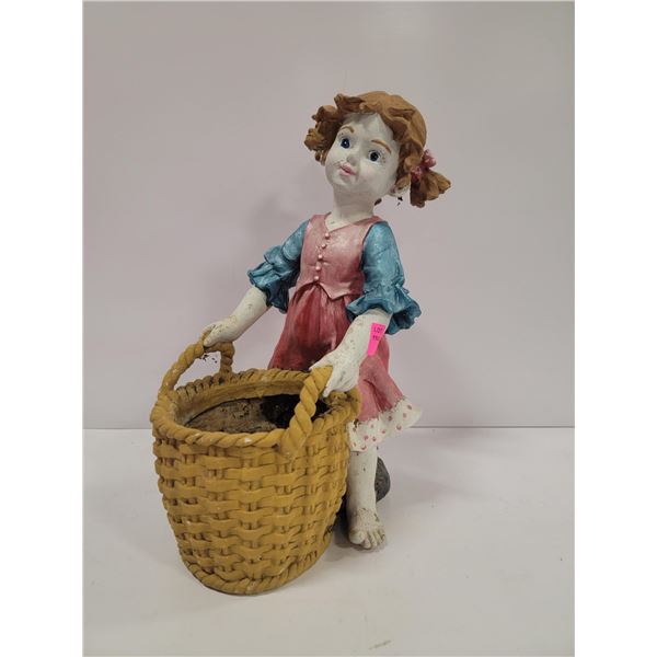 GIRL WITH BASKET PLANTER.  15 INCH TALL