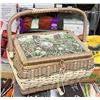 Image 1 : VINTAGE NEEDLE POINT SEWING BASKET