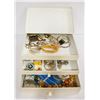 Image 2 : ESTATE 2-DRAWER TOP-LIFT JEWELLERY BOX FULL OF