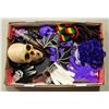 Image 1 : BOX WITH HALLOWEEN DECOR W/ LIGHT-UP TALKING SKULL