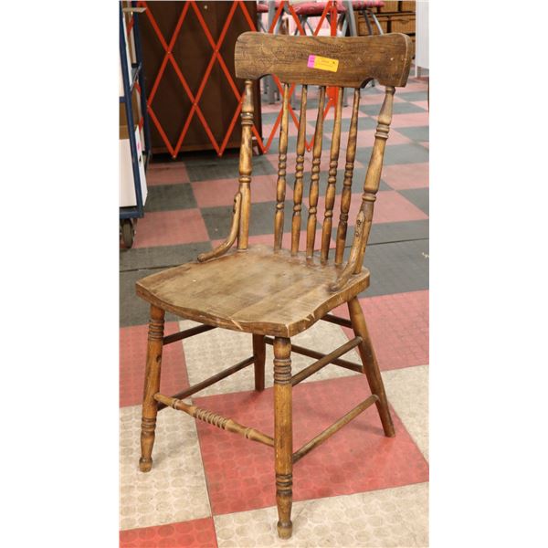 1920S OAK PRESSED BACK SIDE CHAIR