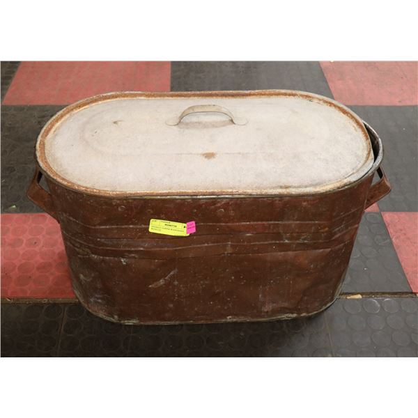 ANTIQUE COPPER WASH BASIN WITH LID