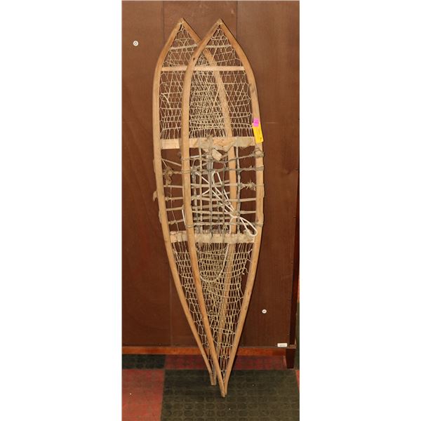 PAIR OF ANTIQUE SNOW SHOES CATGUT