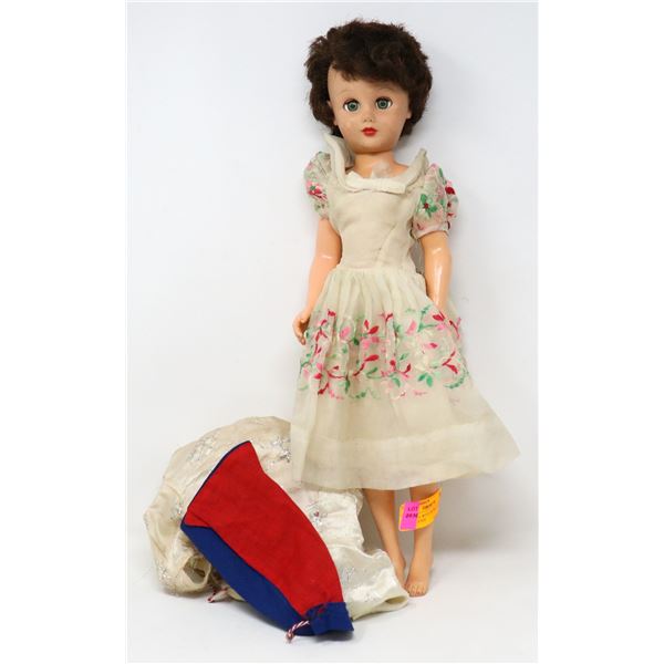1950S DOLL WITH EXTRA CLOTHING CLOSING EYES
