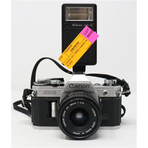 CANON AE1 35MM CAMERA W FLASH