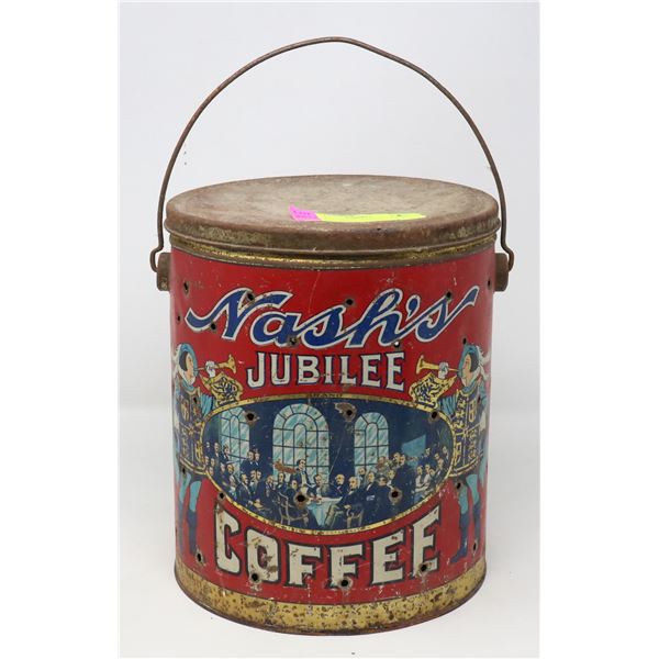 ANTIQUE NASHS JUBILEE COFFEE PUNCHED TIN