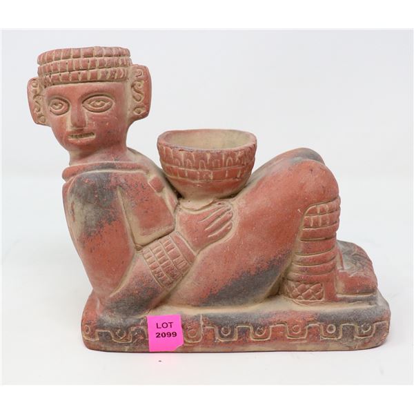 MAYAN STYLE FIGURAL SMUDGE POT WITH BOWL MEXICAN