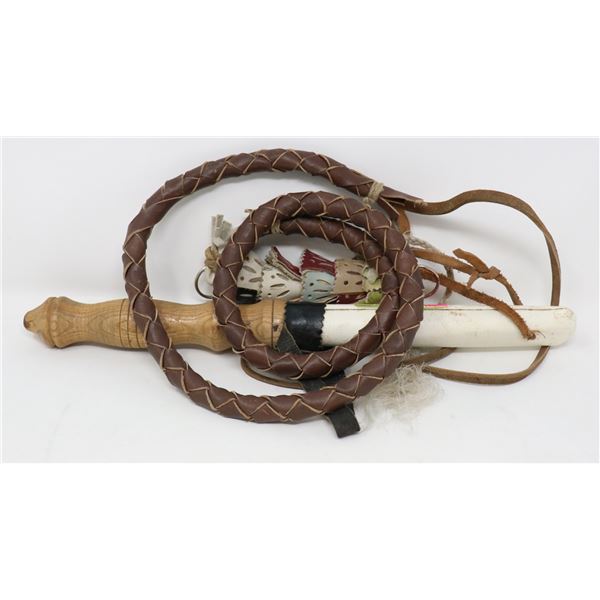VINTAGE LEATHER BULL WHIP