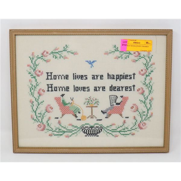 VINTAGE NEEDLEPOINT FRAMED