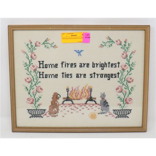 VINTAGE NEEDLEPOINT FRAMED