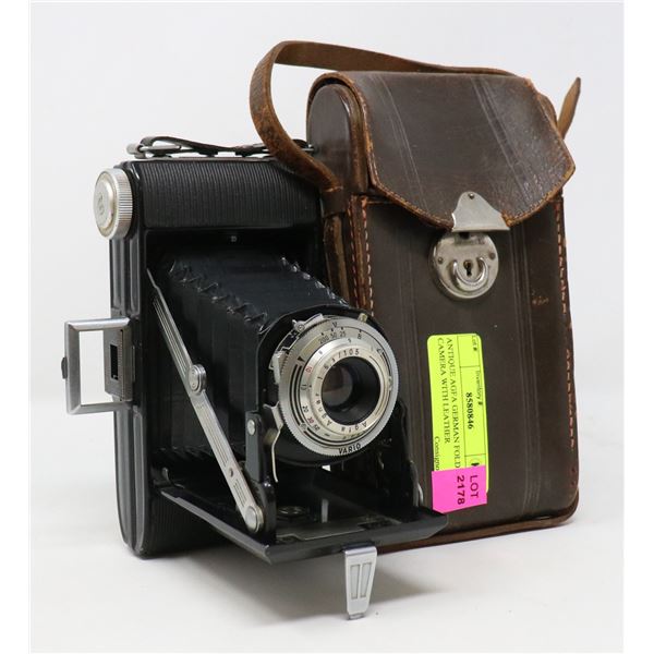 ANTIQUE AGFA GERMAN FOLDING CAMERA WITH LEATHER