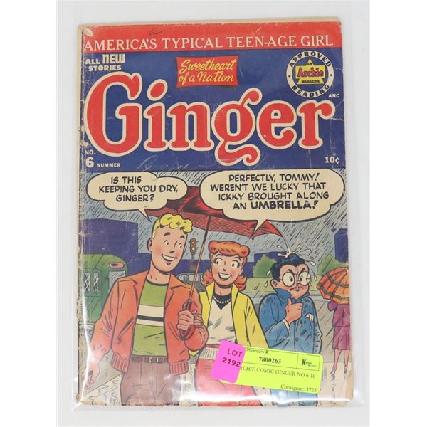1953 ARCHIE COMIC GINGER NO 6 10 CENT