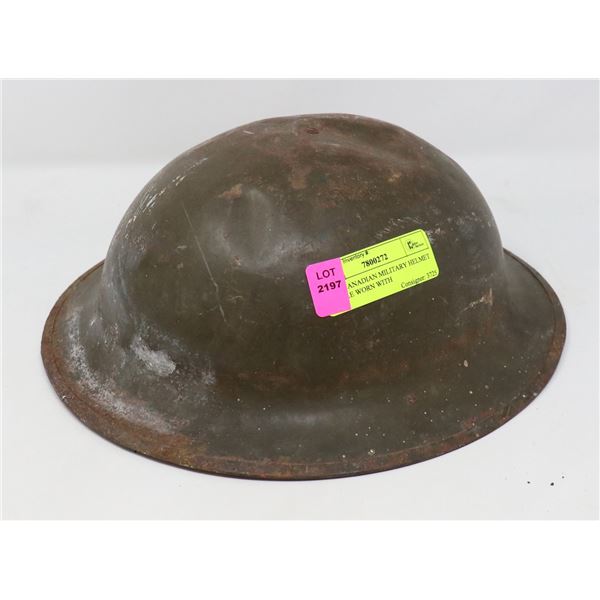 WW2 CANADIAN MILITARY HELMET BATTLE WORN WITH