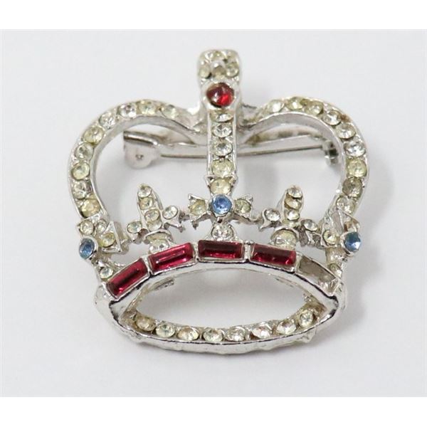 VINTAGE CROWN COSTUME JEWELLERY BROOCH