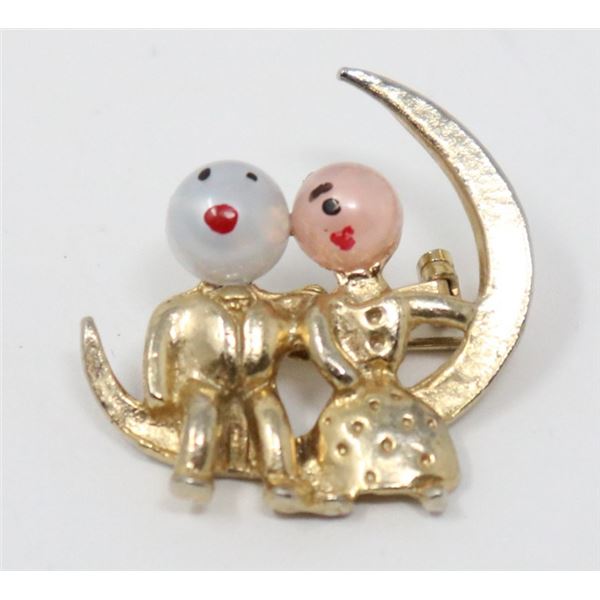 1950S MOON COUPLE BROOCH