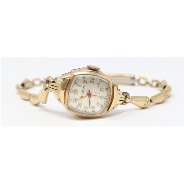 GOLD FILLED BULOVA LADIES COCKTAIL WATCH WORKING