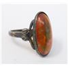 Image 1 : ANTIQUE STERLING SILVER RING W IRIDESCENT AMBER ST