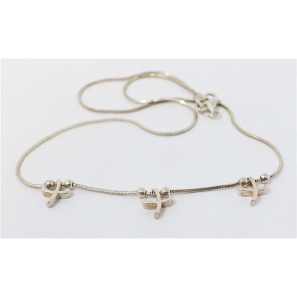 ITALIAN 925 SILVER NECKLACE WITH 3 CROSSES