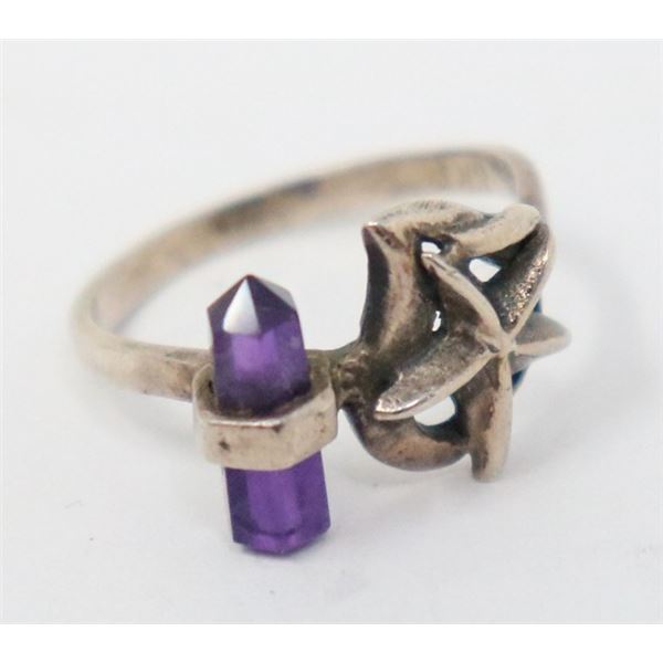 925 SILVER RING WITH AMETHYST POINT
