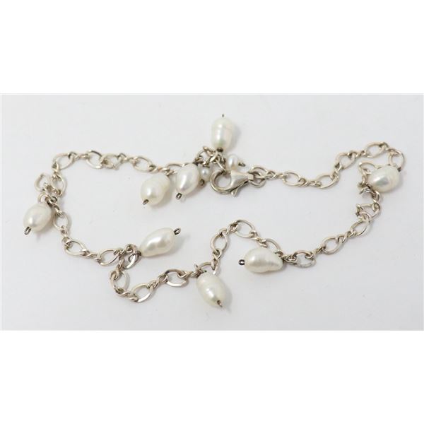 SILVER AND NATURAL PEARL BRACELET