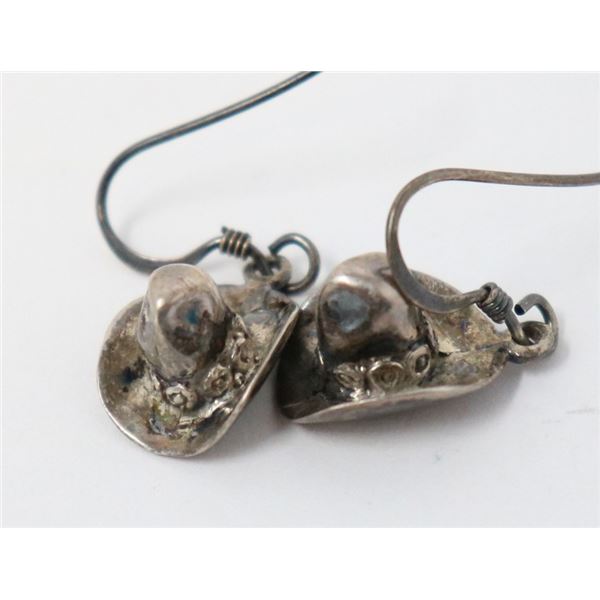 STERLING SILVER COWBOY HAT EARRINGS