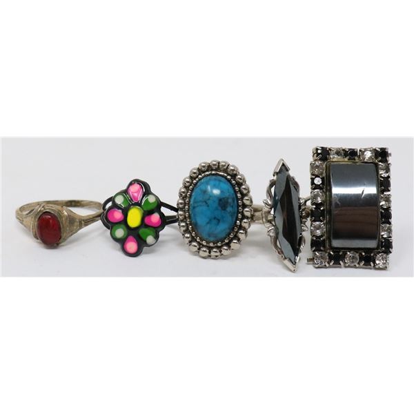 LOT OF 5 ASSORTED VINTAGE RINGS