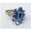 Image 2 : ANTIQUE ADJUSTABLE BLUE COSTUME JEWELLERY RING