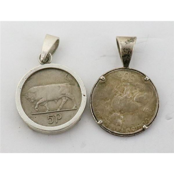 1901 BELGIAN & IRISH SILVER COIN PENDANTS