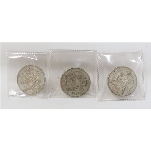 LOT OF 3 SILVER CANADIAN 50 CENT COINS