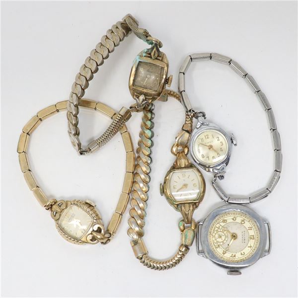 LOT OF 5 ASSORTED ANTIQUE LADIES PROJECT WATCHES