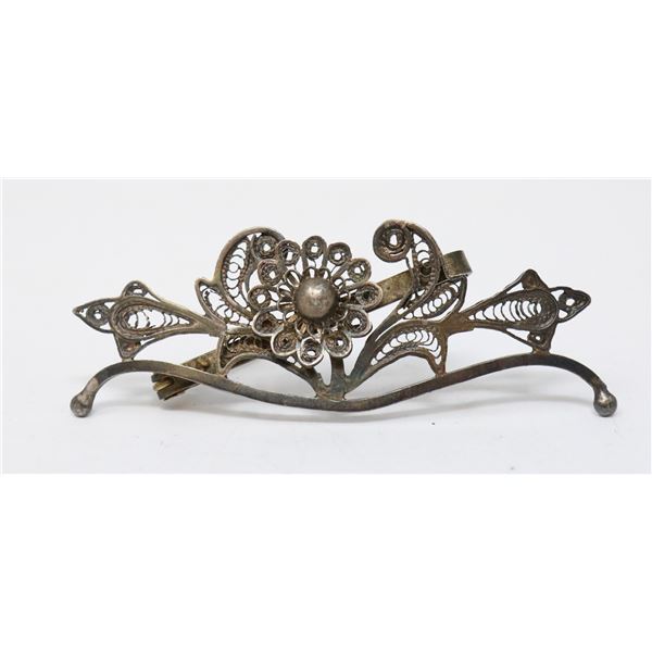 ANTIQUE SILVER FILIGREE BROOCH