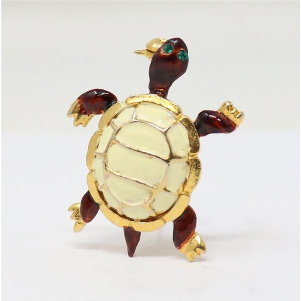 VINTAGE TURTLE BROOCH GOLD TONE