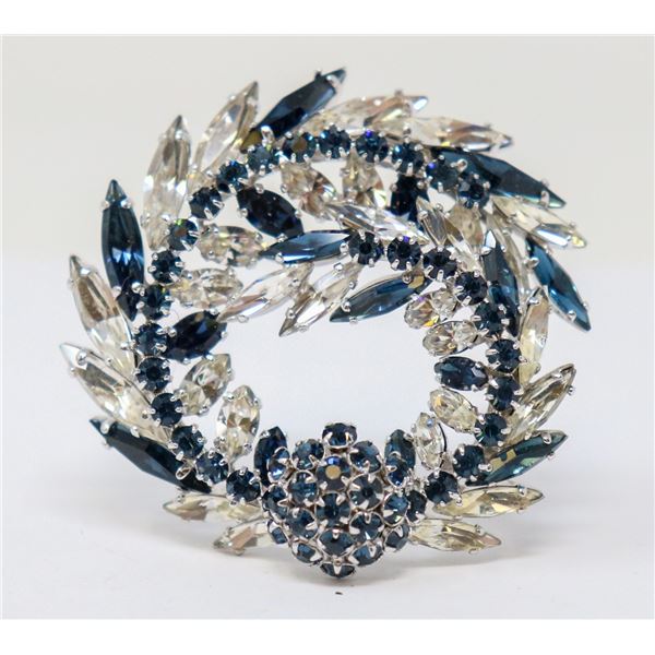 ANTIQUE SHERMAN BLUE AND CLEAR STONE BROOCH