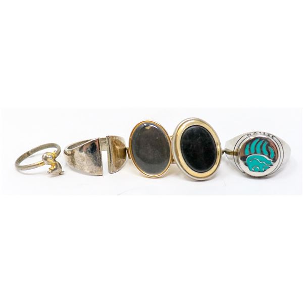 LOT OF 5 ASSORTED VINTAGE RINGS