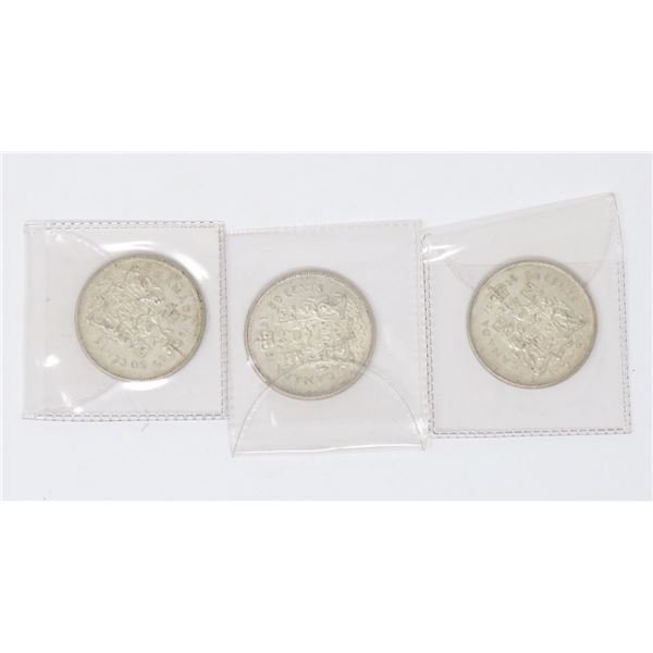 LOT OF 3 SILVER CANADIAN 50 CENT COINS